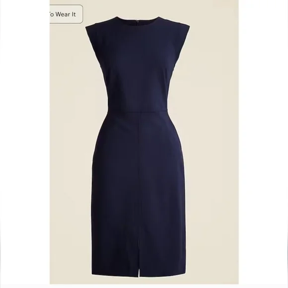 NWT J.Crew Petite new Resume dress in Italian wool blend P6 navy - Picture 1 of 10
